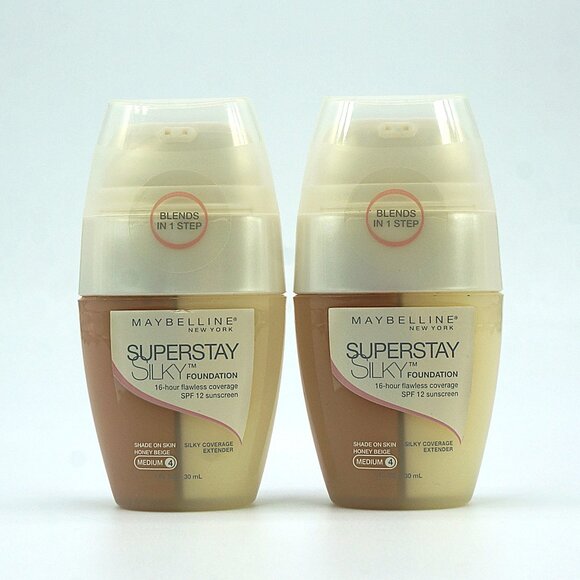 Maybelline Other - Maybelline Superstay Silky Foundation Medium 4 Honey Beige Lot 2 NEW Sealed